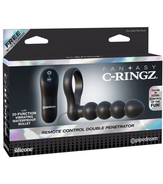 Pipedream Relief Vibrating Double Penetration Nozzle with Remote Control, Black, 13 x 2.7 cm - 1 - notaboo.es