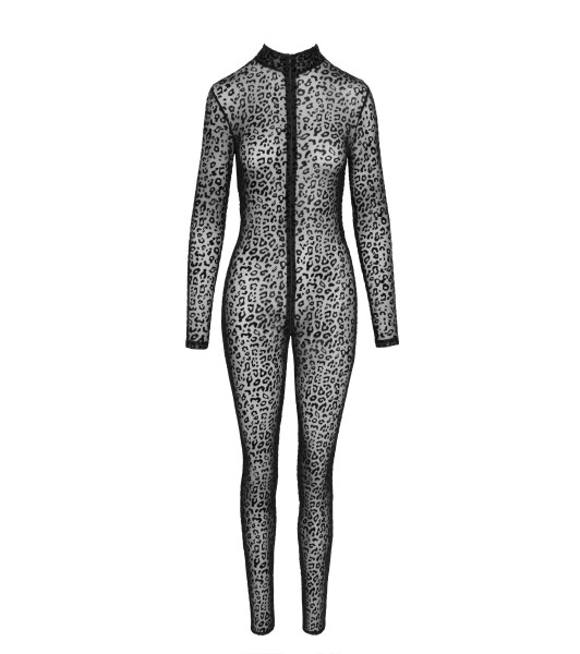 Erotic leopard print jumpsuit M F285 Noir Handmade, black - 3 - notaboo.es