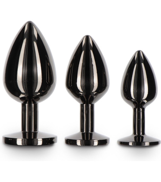 Anal plug with crystal, S, Taboom, metal, black, 7.2 x 2.7 cm - 3 - notaboo.es