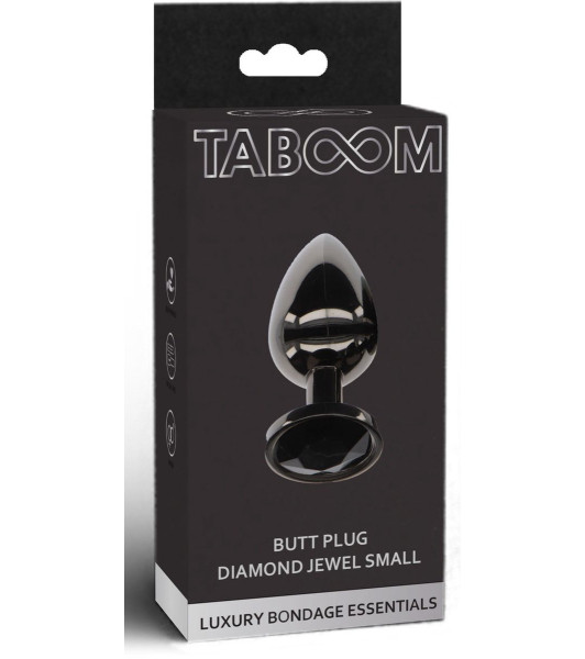 Anal plug with crystal, S, Taboom, metal, black, 7.2 x 2.7 cm - 5 - notaboo.es
