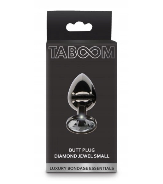 Plug anal con cristal, S, Taboom, metal, negro, 7,2 x 2,7 cm - 1 - notaboo.es