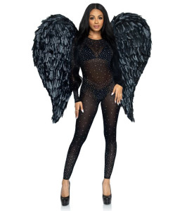 Angel wings made of Leg Avenue feathers, black - notaboo.es