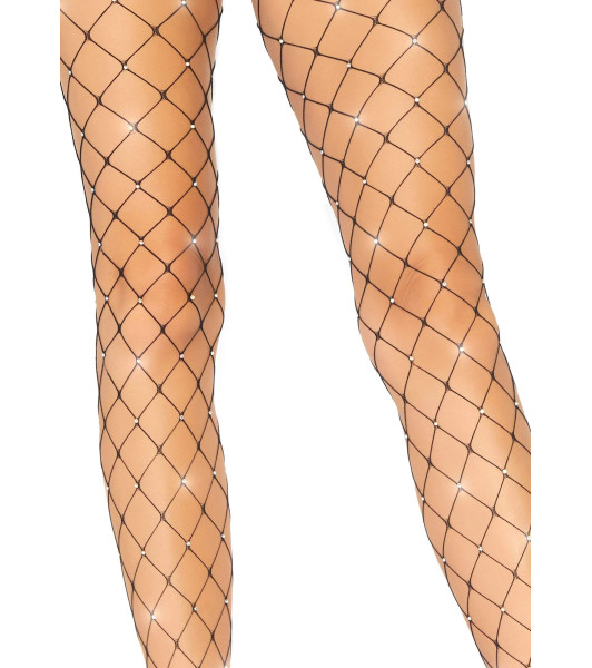 Sexy Leg Avenue Rhinestone rhinestone tights with large mesh, black, O/S - 1 - notaboo.es