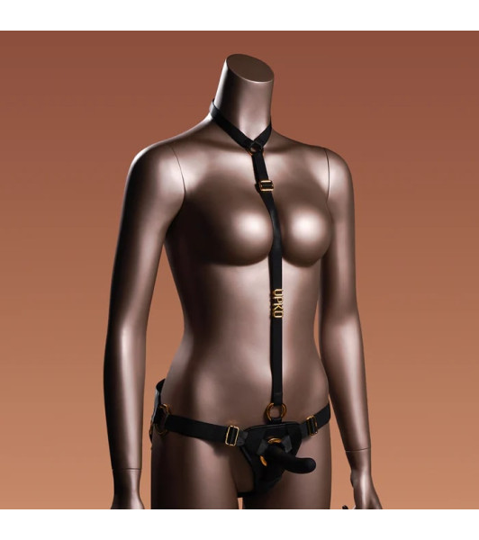 Strap-on with unrealistic dildo L UPKO, with collar, black, 15.4 x 2.7 cm - notaboo.es