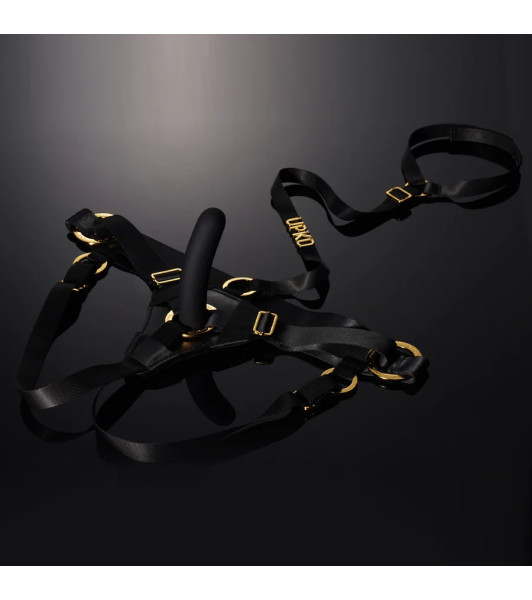 Strap-on with unrealistic dildo L UPKO, with collar, black, 15.4 x 2.7 cm - 4 - notaboo.es