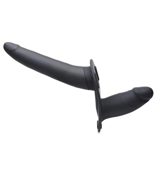 XR Brands dual dildo strapon with vibration with remote control, black, 14 x 3.5cm - 2 - notaboo.es