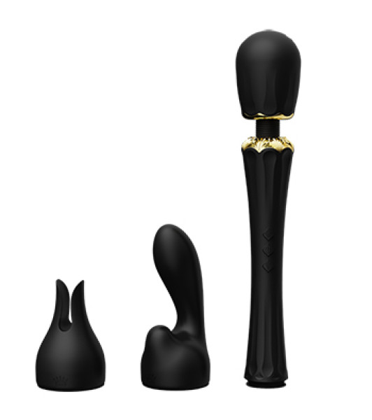 Vibrator microphone Zalo Kyro Wand with nozzles, black, 29 x 5.3 cm - notaboo.es