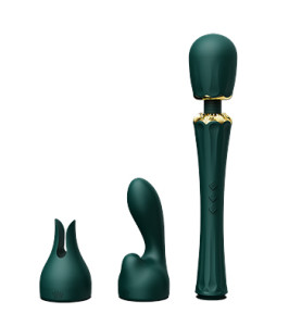 Micrófono vibrador Zalo Kyro Wand con boquillas, verde, 29 x 5,3 cm - notaboo.es