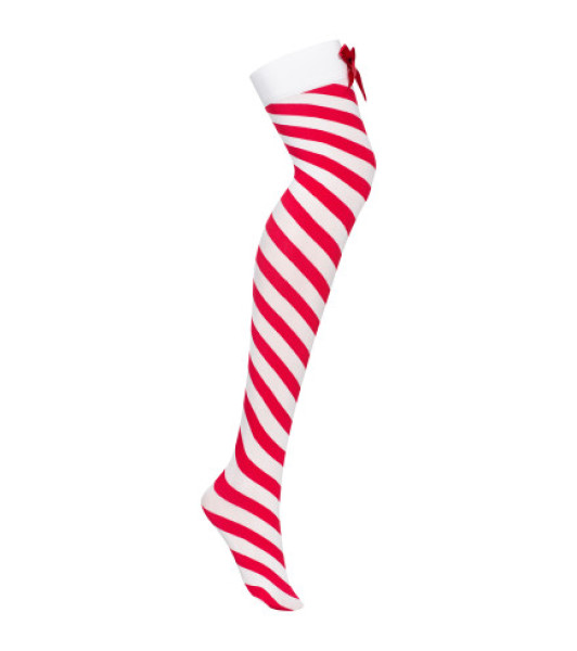 Striped stockings with bows Obsessive red and white, L/XL - 4 - notaboo.es