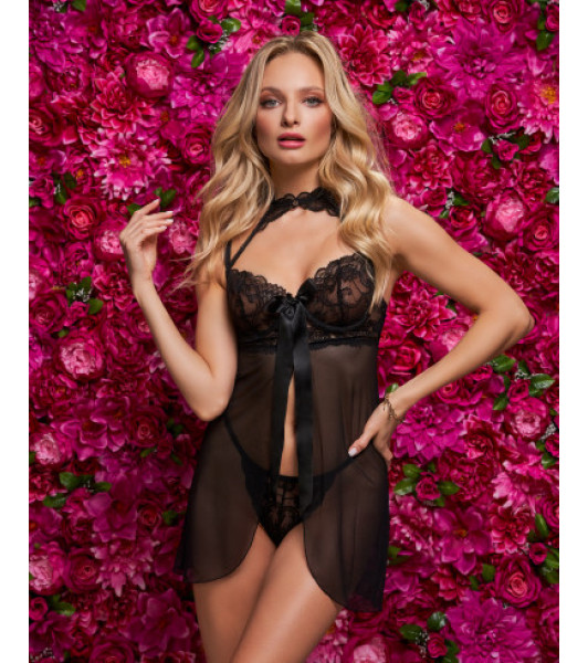 Babydoll con gargantilla de encaje - 3 - notaboo.es