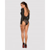 Erotic bodysuit Obsessive B123, L/XL, translucent, with open back and sleeves, black - 3 - notaboo.es