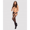 Erotic stockings with a belt Obsessive S314, with simulated lacing, black, One Size - 10 - notaboo.es