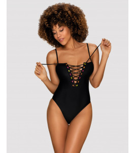 Black one-piece swimsuit with lacing Beverelle, S - notaboo.es