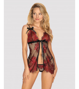 Airy babydoll with red lace - notaboo.es