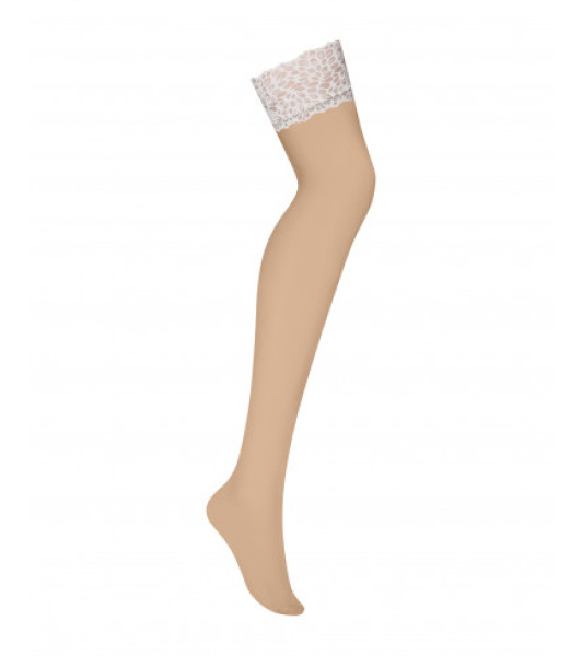 Nude stockings with white lace Lilyanne L/XL - 1 - notaboo.es