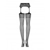 Stockings with a mesh belt Obsessive S500, with a pattern, black, One Size - 1 - notaboo.es
