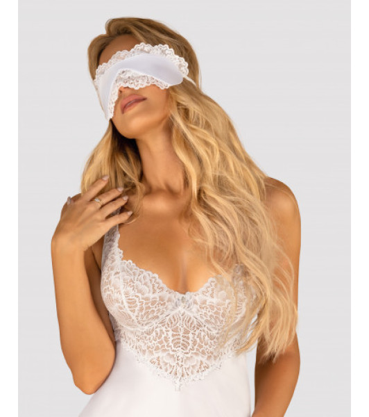 Obsessive Lace Closed Eye Mask, white - notaboo.es