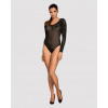Erotic bodysuit Obsessive B123, L/XL, translucent, with open back and sleeves, black - 2 - notaboo.es