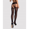 Sexy stockings with Obsessive S206 belt, with patterns, black, One Size - 4 - notaboo.es