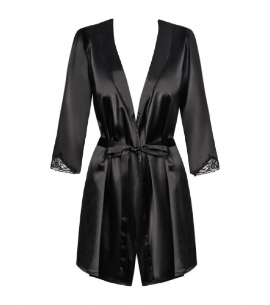 Erotic robe Obsessive Satinia, black, L/XL - 12 - notaboo.es