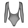 Erotic bodysuit Obsessive B123, L/XL, translucent, with open back and sleeves, black - 5 - notaboo.es