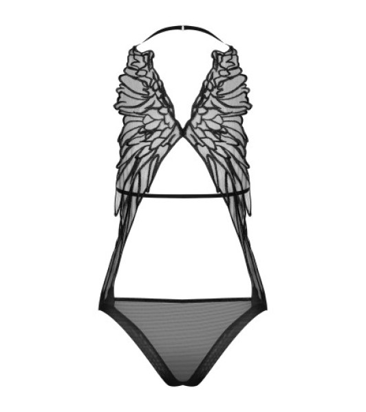 Erotic body Obsessive Alifini, S/M, translucent, with imitation wings, black - 3 - notaboo.es