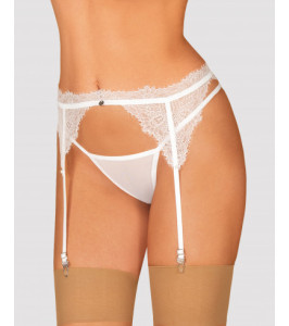 Erotic stocking belt Obsessive Bianelle lace, white, size S/M - notaboo.es