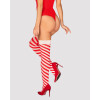 Striped stockings with bows Obsessive red and white, L/XL - 1 - notaboo.es