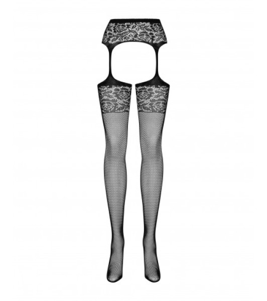 Stockings with a mesh belt Obsessive S500, with a pattern, black, One Size - 2 - notaboo.es