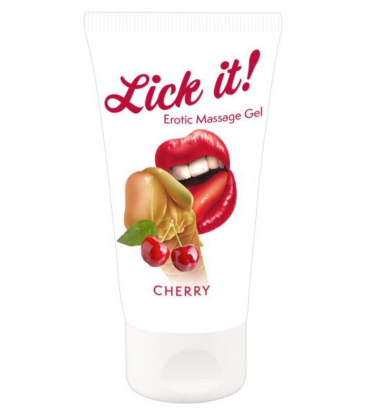 Massage gel-lubricant Lick It! Cherry flavoured Cherry, 50 ml - notaboo.es