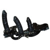 ZADO strap-on de cuero con tres consoladores, negro, talla S/M - 2 - notaboo.es