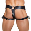 Men's leather chastity belt panties, 4 padlocks, black, S/M - 6 - notaboo.es