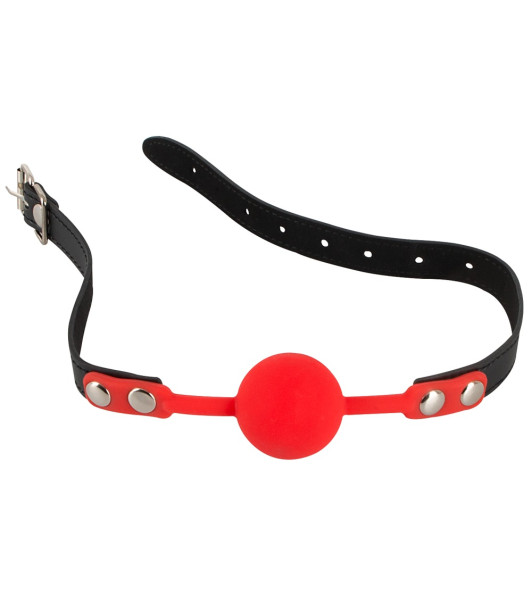 Silicone ball gag, red, with black strap - 4 - notaboo.es