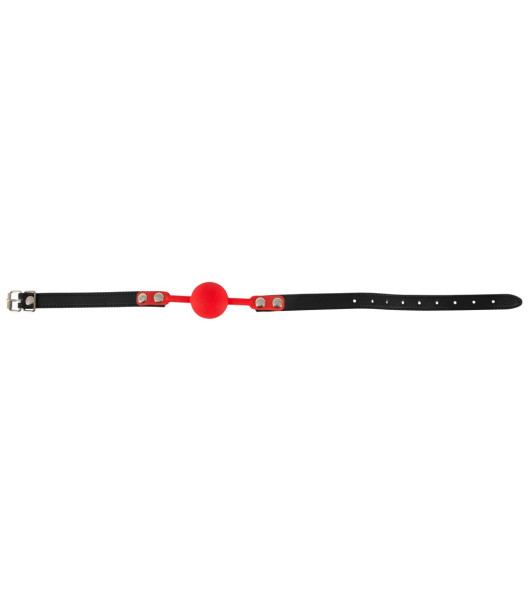 Silicone ball gag, red, with black strap - 3 - notaboo.es