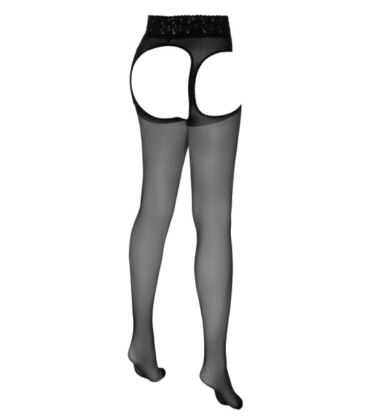 Cottelli Collection sexy tights with intimate access, black Suspender Tights 2 - 1 - notaboo.es