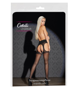 Cottelli Collection sexy tights with intimate access, black Suspender Tights 2 - notaboo.es