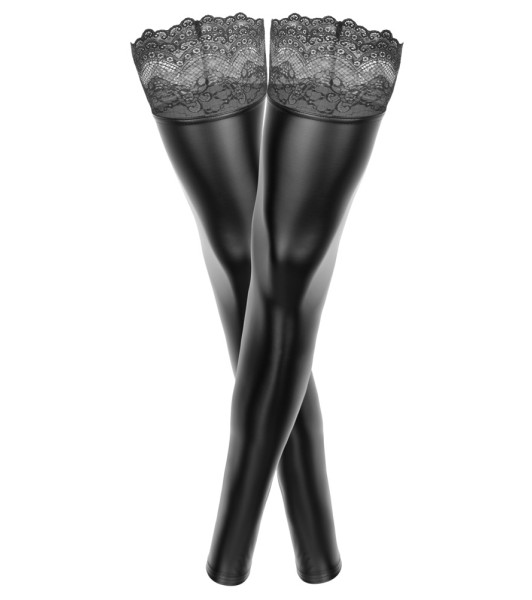 Sexy medias sin calcetín Queen Size Noir Handmade F272, con una corona de encaje, negro - 3 - notaboo.es