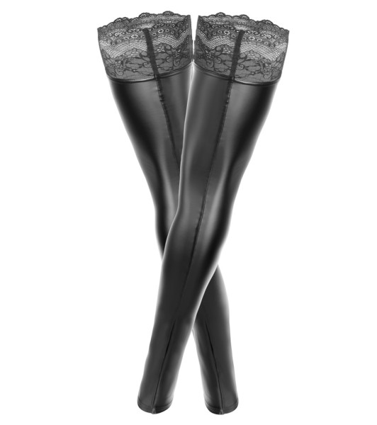 Sexy medias sin calcetín Queen Size Noir Handmade F272, con una corona de encaje, negro - 4 - notaboo.es