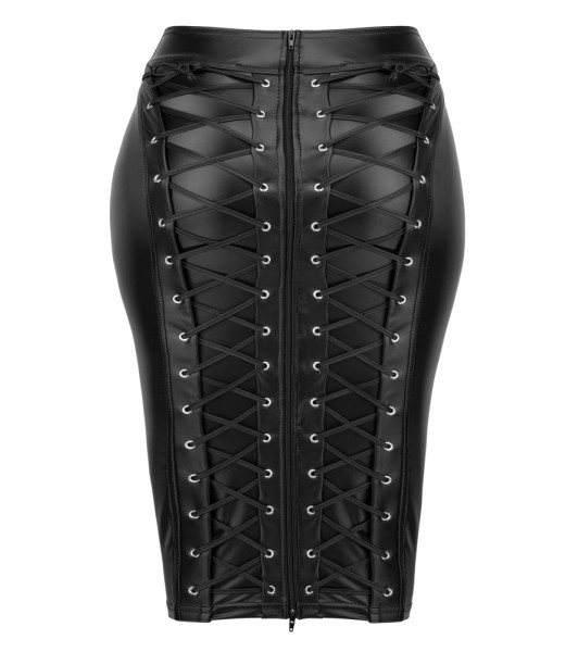 Sexy skirt with imitation lacing Queen Size Noir Handmade F273, black - 4 - notaboo.es