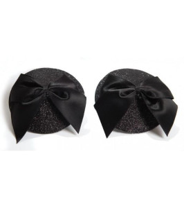 Bijoux Indiscrets Buerlesque nipple stickers with bows, black - notaboo.es