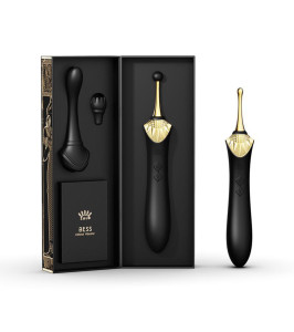 Double-sided universal Zalo Bess vibrator with nozzles, black - notaboo.es