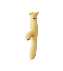 Vibrator with vacuum stimulation of the clitoris and heated ZALO ROSE RABBIT yellow - notaboo.es