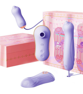 Juego de estimulador de clítoris al vacío Unicorn Zalo, vibrador y pulsador, púrpura - notaboo.es