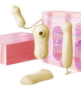 Juego de estimulador de clítoris al vacío Unicorn Zalo, vibrador y pulsador, amarillo - notaboo.es