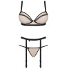 Conjunto de lencería sexy Obsesiva Nudelia con cinturón de media, beige-negro, L / XL - 6 - notaboo.es
