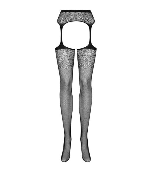 Medias eróticas con cinturilla Obsessive S207, con motivos florales, negras, XL/XXL - 9 - notaboo.es