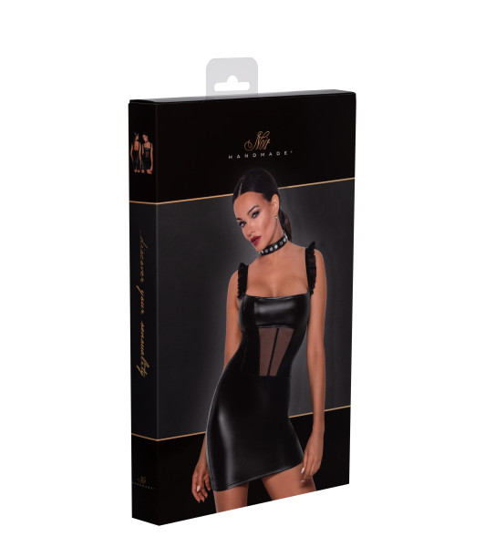 Mini vestido sexy con volantes S Noir Handmade F257, negro - 6 - notaboo.es
