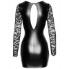 Mini vestido sexy con mangas de encaje M Noir Handmade F253, negro - 5 - notaboo.es