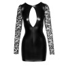 Mini vestido sexy con mangas de encaje M Noir Handmade F253, negro - 4 - notaboo.es