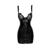 Erotic vinyl dress with lace cups L Noir Handmade F254, with zipper, black - 1 - notaboo.es